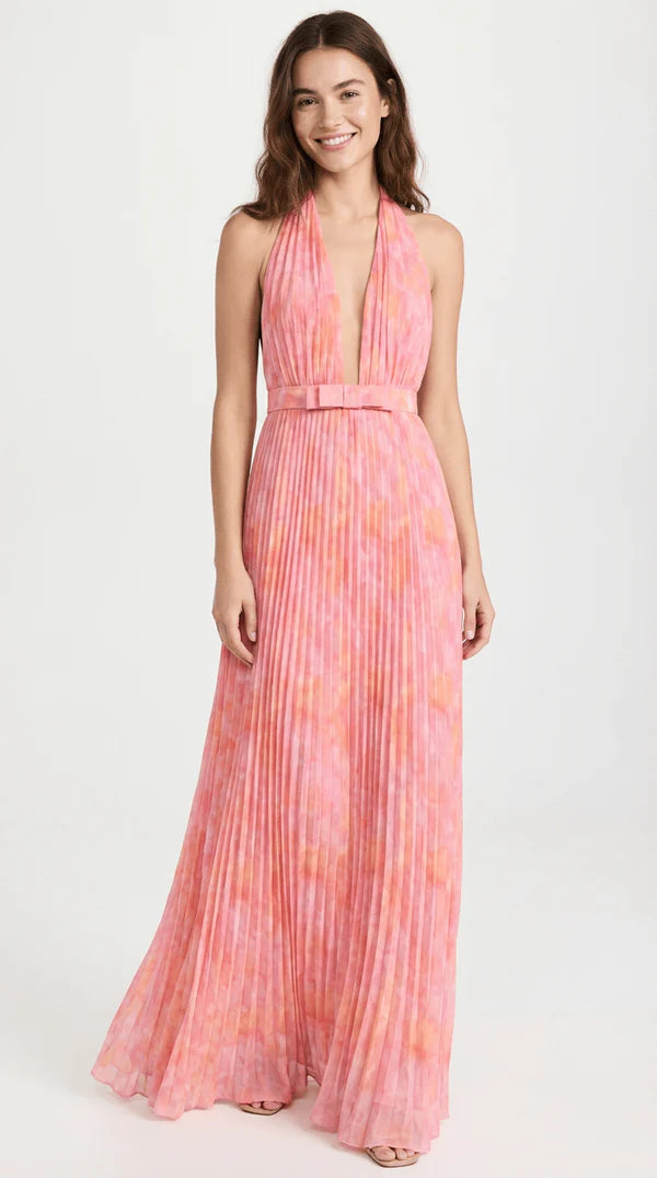 ROSÉLIA — Robe Longue Plissée Rose