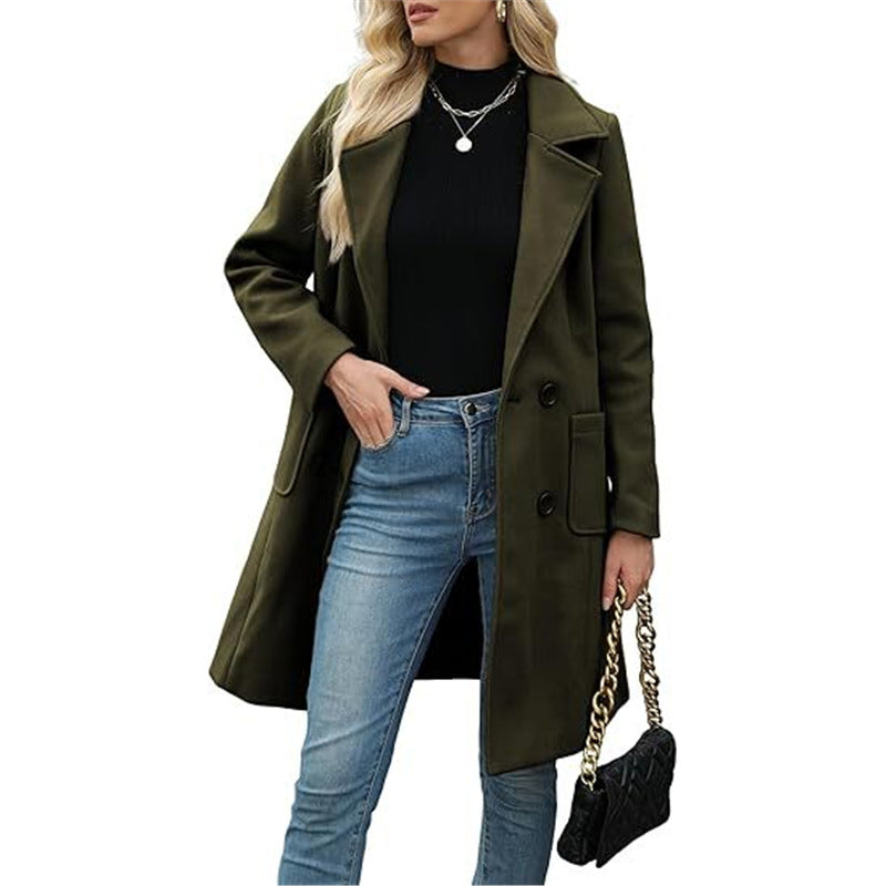 Manteau mi-long à col rabattu