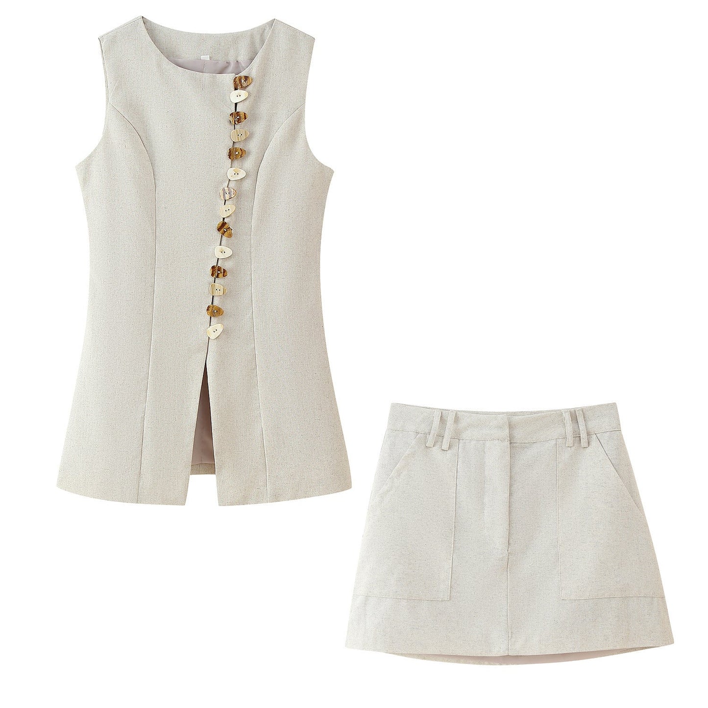 Ensemble Gilet et Jupe  – Motif Géométrique