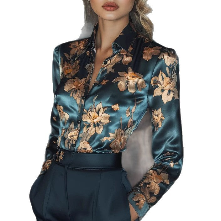 Top Femme Bleu Marine – Fleurs & Look Décontracté