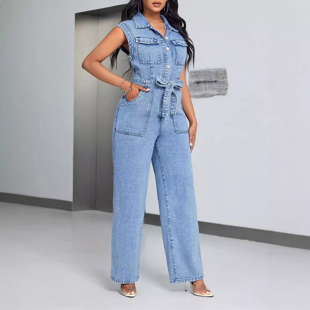 Jurelia – Combinaison Denim sans Manches