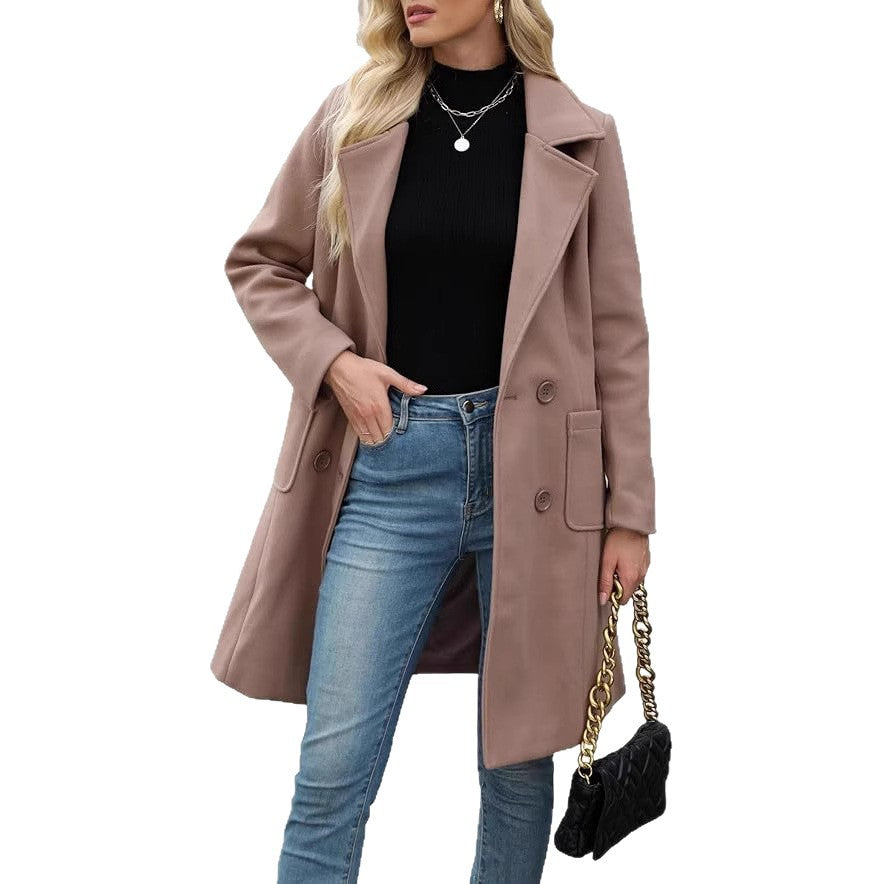Manteau mi-long à col rabattu