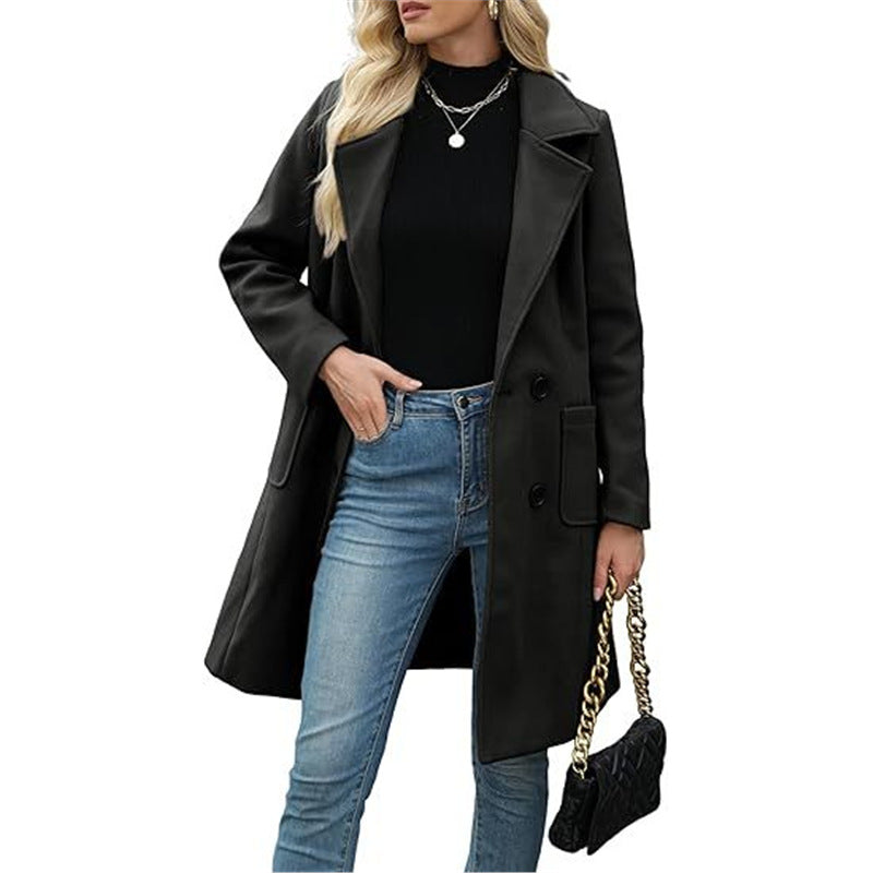 Manteau mi-long à col rabattu