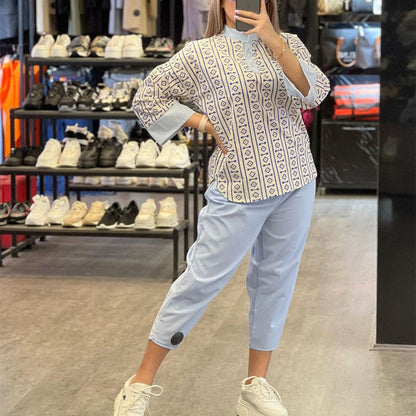 Ensemble Décontracté Femme – Haut et Pantalon à Motifs