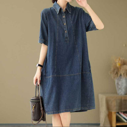 Robe en jean de couleur unie