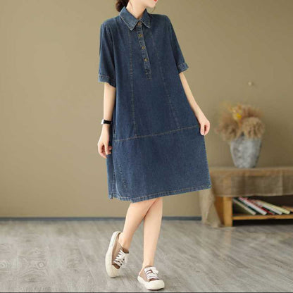 Robe en jean de couleur unie