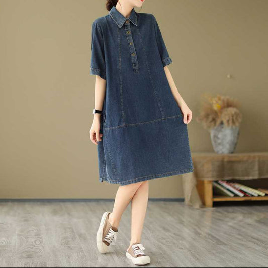 Robe en jean de couleur unie