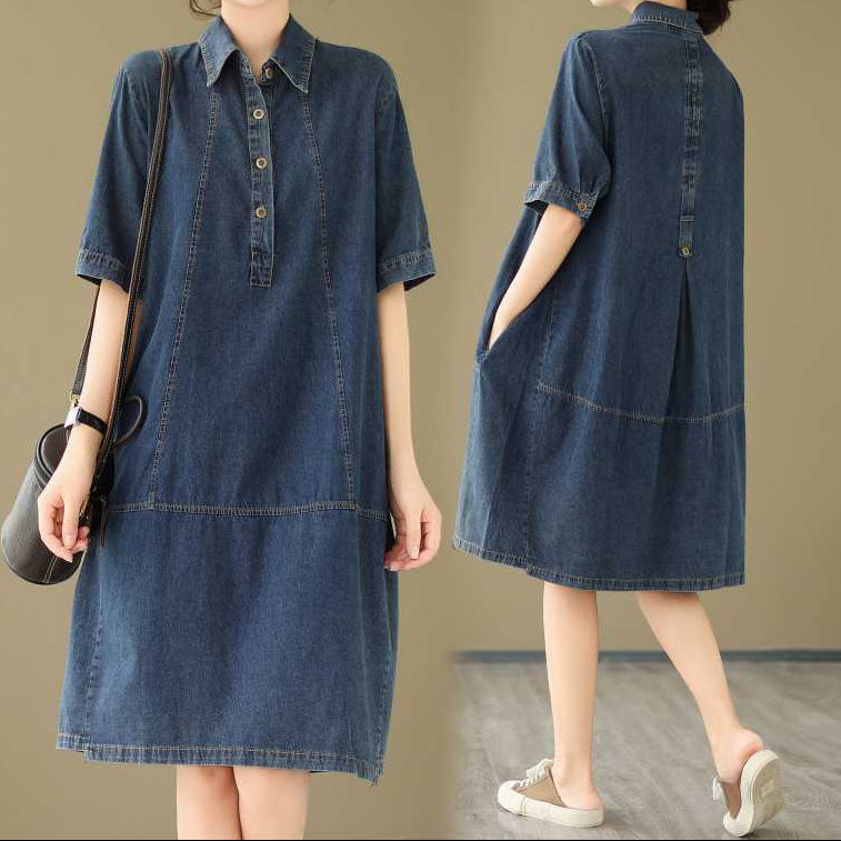 Robe en jean de couleur unie
