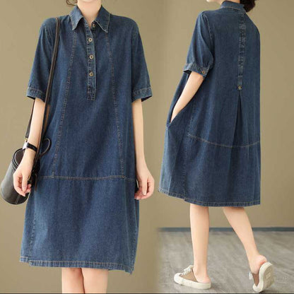 Robe en jean de couleur unie