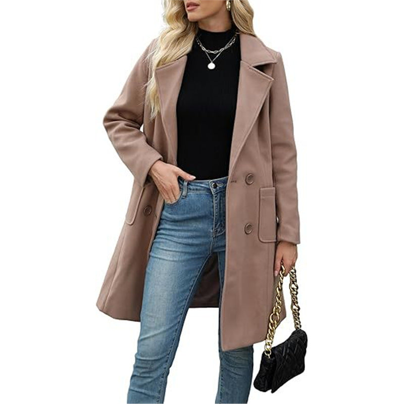 Manteau mi-long à col rabattu