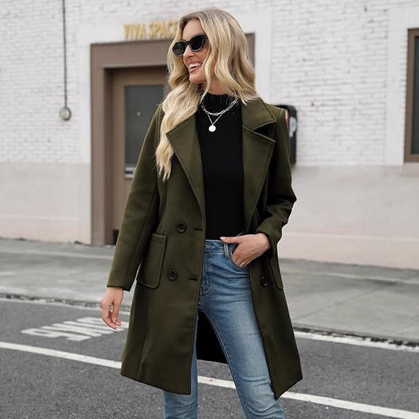Manteau mi-long à col rabattu