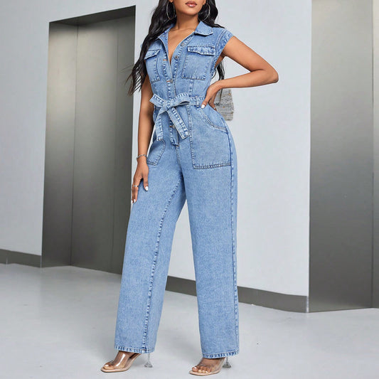 Jurelia – Combinaison Denim sans Manches
