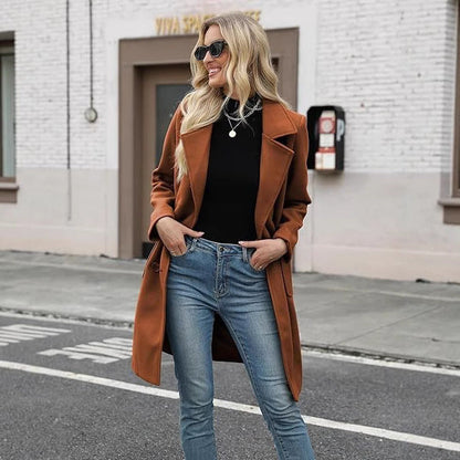 Manteau mi-long à col rabattu