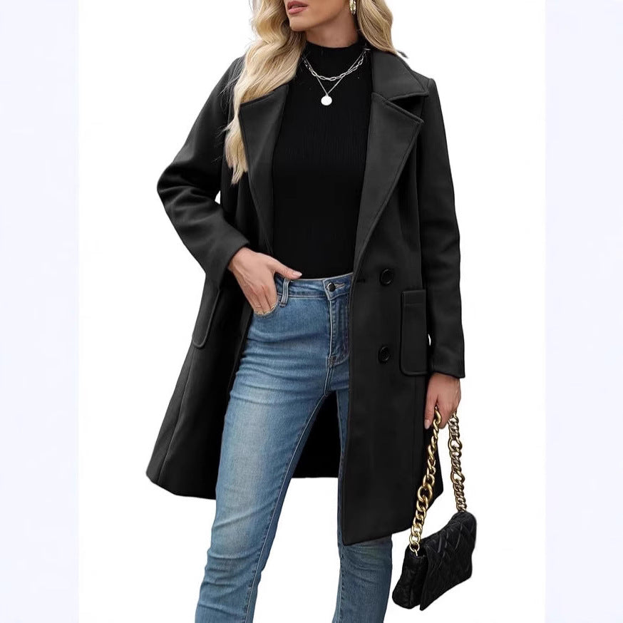 Manteau mi-long à col rabattu