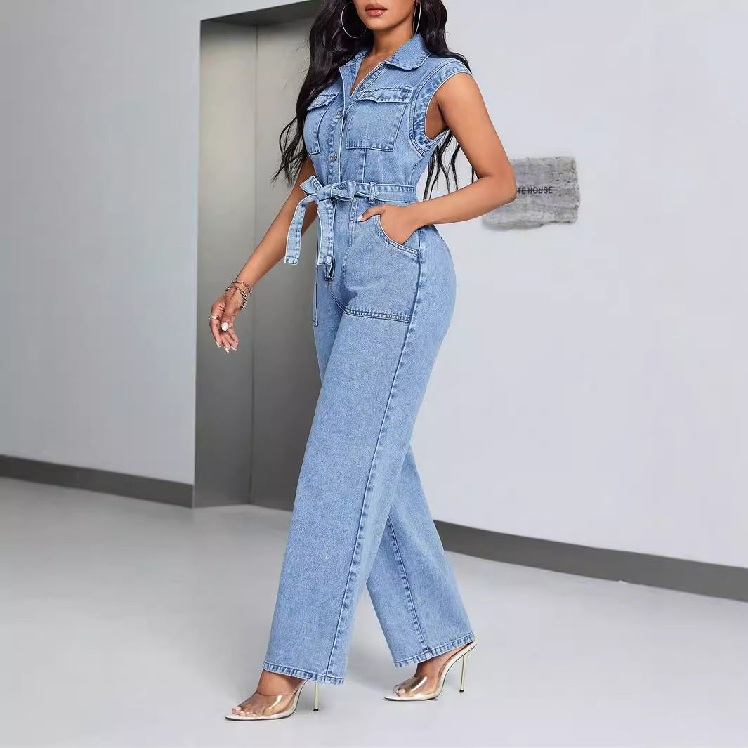 Jurelia – Combinaison Denim sans Manches
