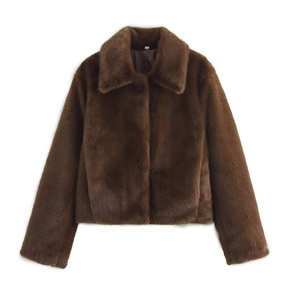 Veste ample à revers effet fourrure