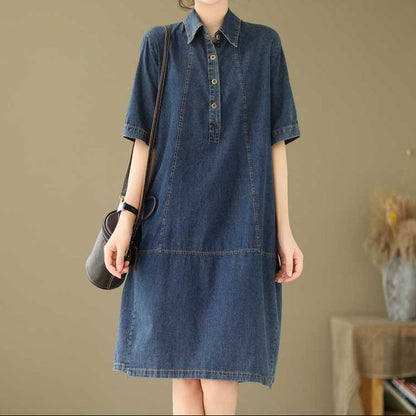 Robe en jean de couleur unie