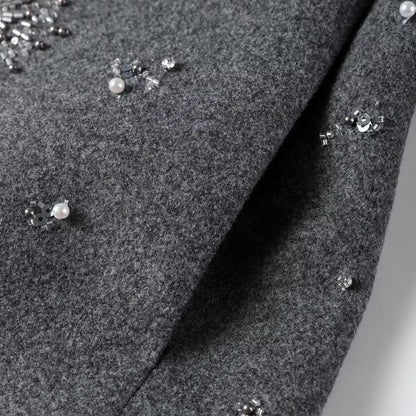 VICTOIRE — Veste Courte en Laine Brodé de Strass