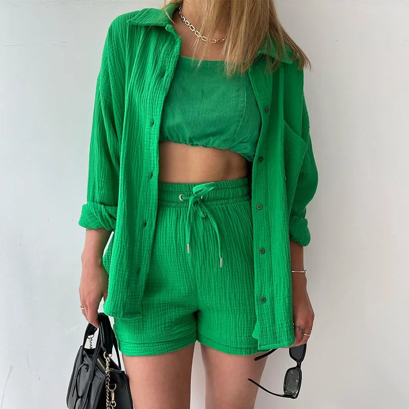 ALBA — Ensemble 3 Pièces en Lin avec Short
