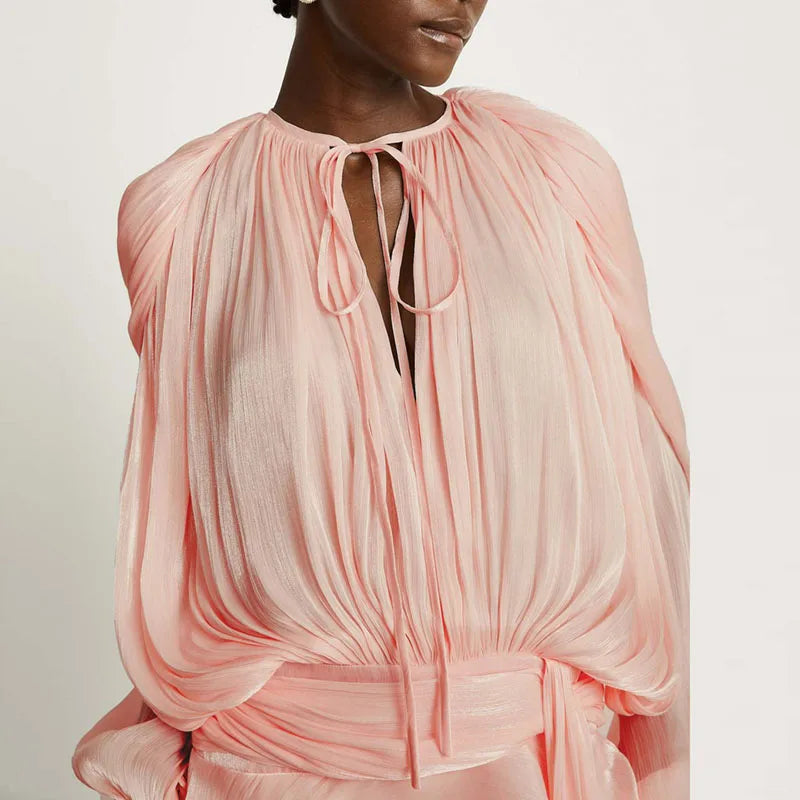 CHLOÉ — Robe en Soie Satinée à Volants