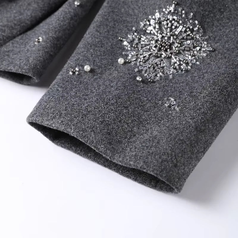 VICTOIRE — Veste Courte en Laine Brodé de Strass