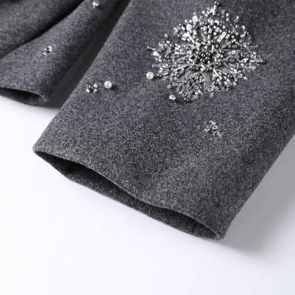 VICTOIRE — Veste Courte en Laine Brodé de Strass