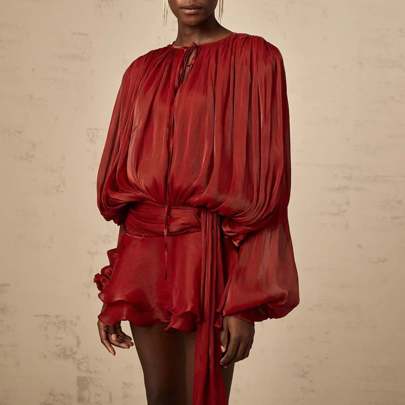 CHLOÉ — Robe en Soie Satinée à Volants