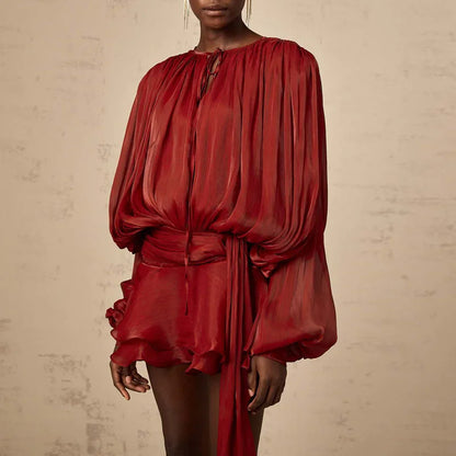 CHLOÉ — Robe en Soie Satinée à Volants