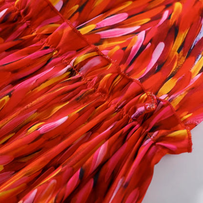 AMARÉLIA — Ensemble Long Rouge à Imprimé