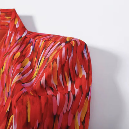 AMARÉLIA — Ensemble Long Rouge à Imprimé