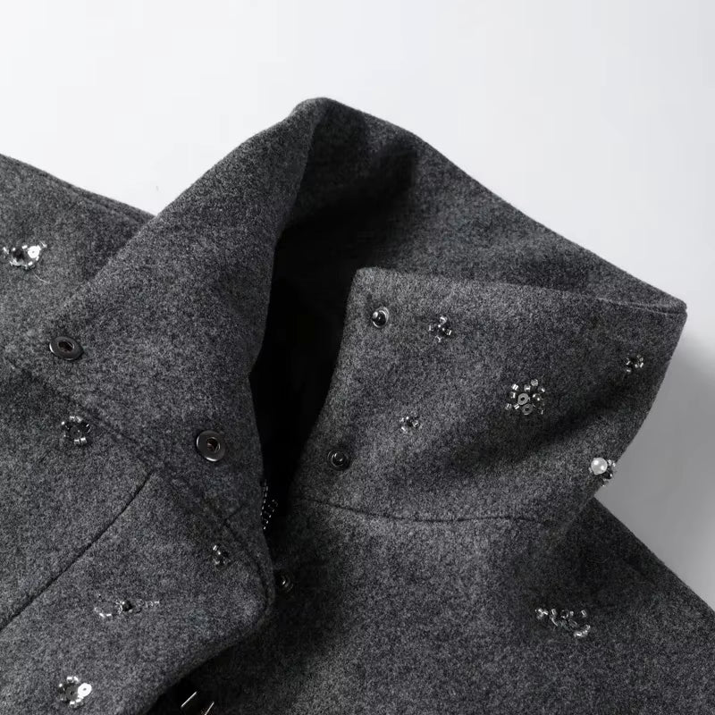 VICTOIRE — Veste Courte en Laine Brodé de Strass