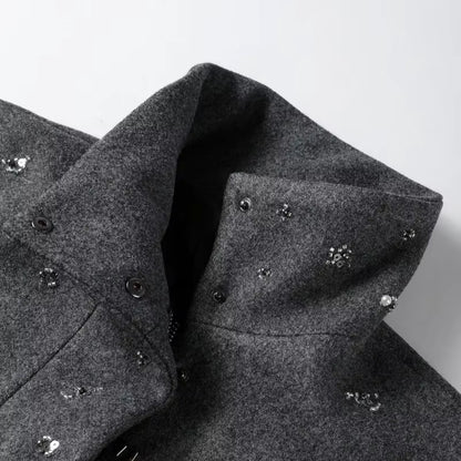 VICTOIRE — Veste Courte en Laine Brodé de Strass