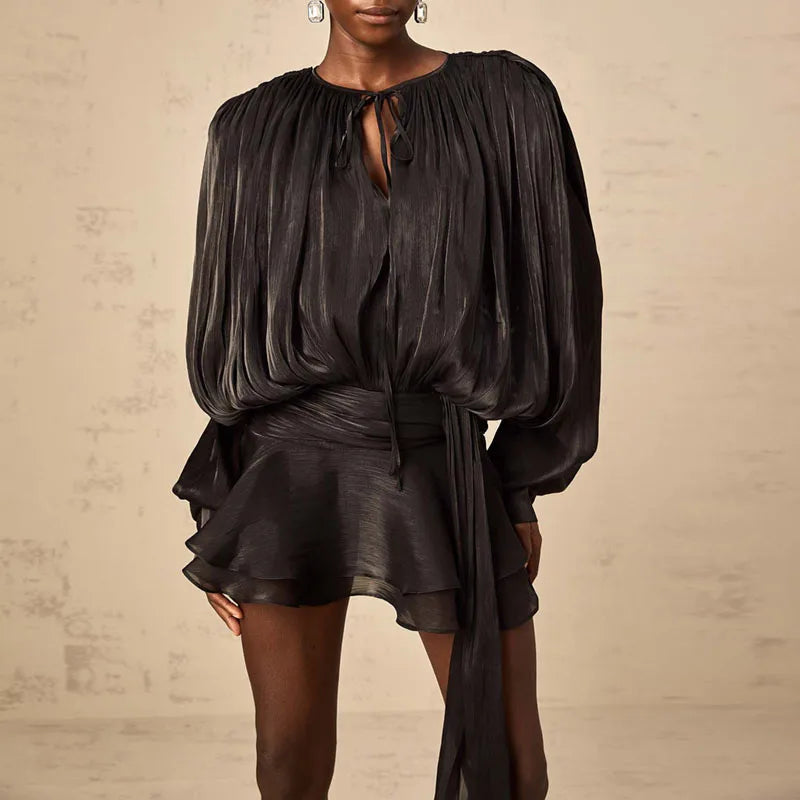 CHLOÉ — Robe en Soie Satinée à Volants