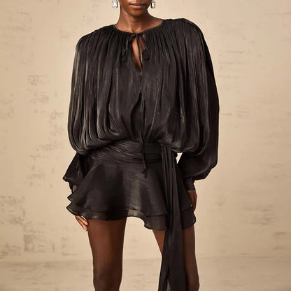 CHLOÉ — Robe en Soie Satinée à Volants