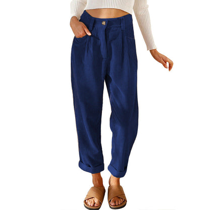 Pantalon Droit Femme en Velours Côtelé
