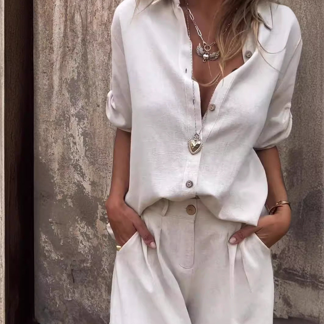 Ensemble Mode Femme – Chemise à Revers & Short
