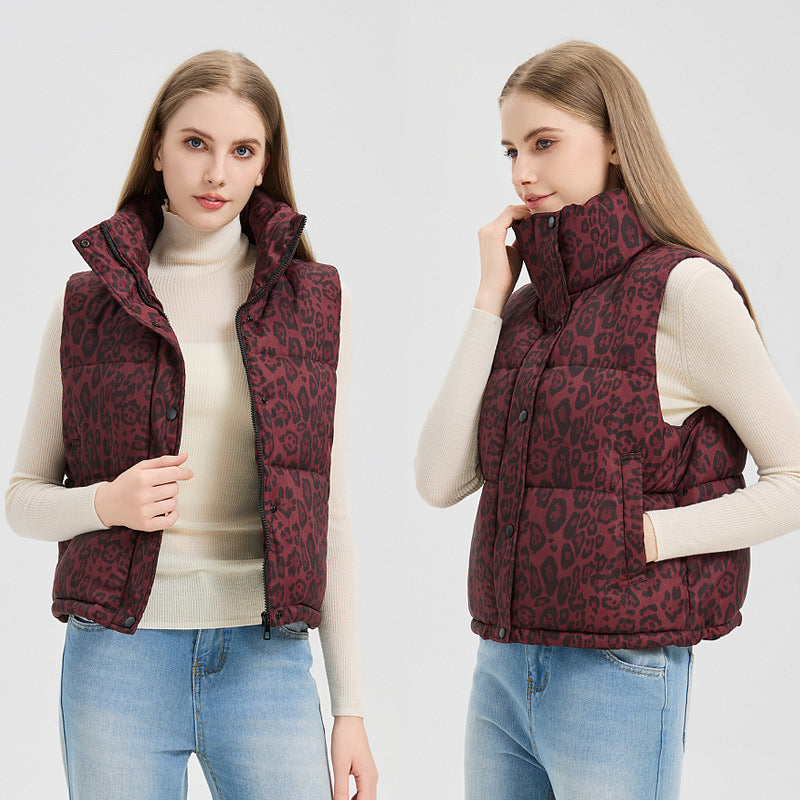 Gilet en coton à col montant imprimé