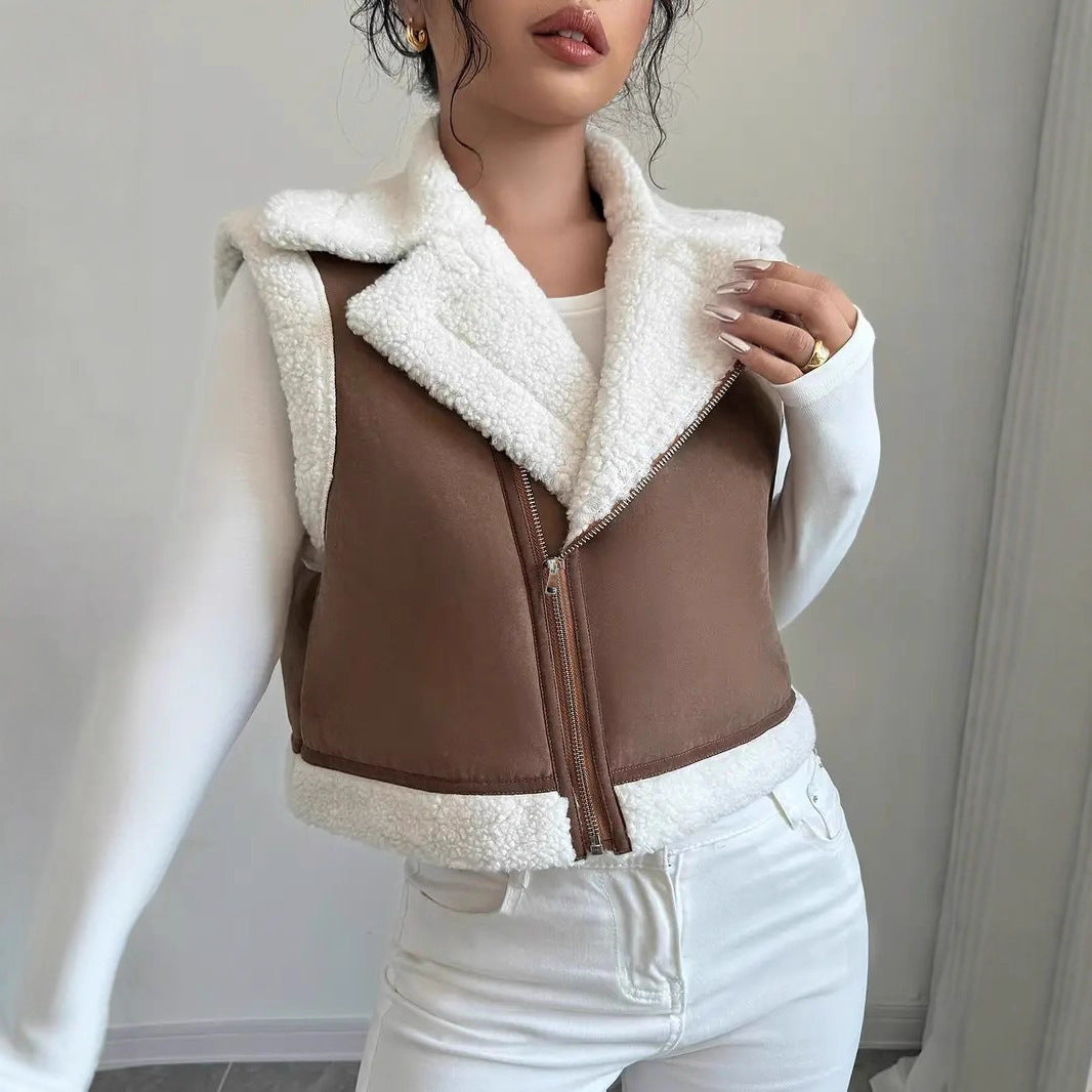 Gilet en laine d'agneau avec fourrure