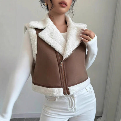 Gilet en laine d'agneau avec fourrure