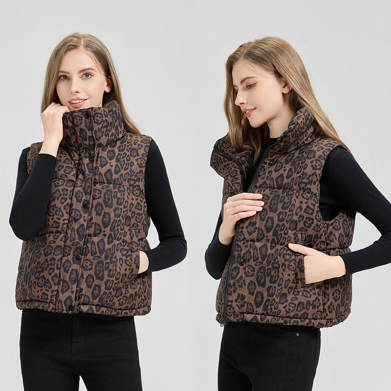 Gilet en coton à col montant imprimé