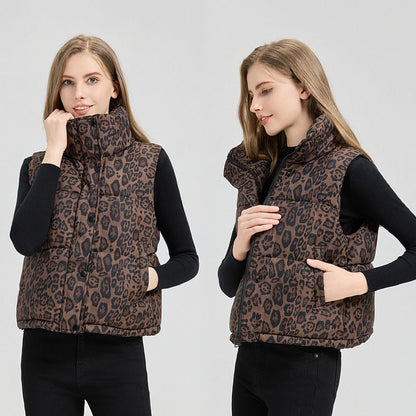Gilet en coton à col montant imprimé