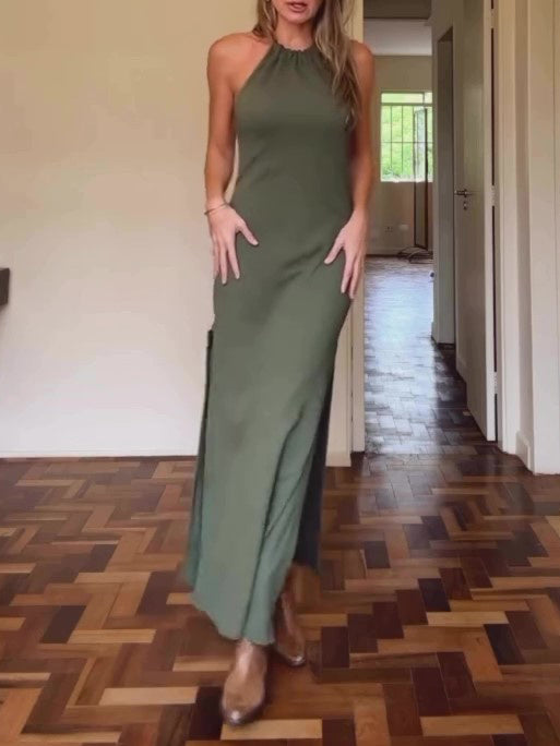 Robe Maxi Femme – Style Halter & Fente