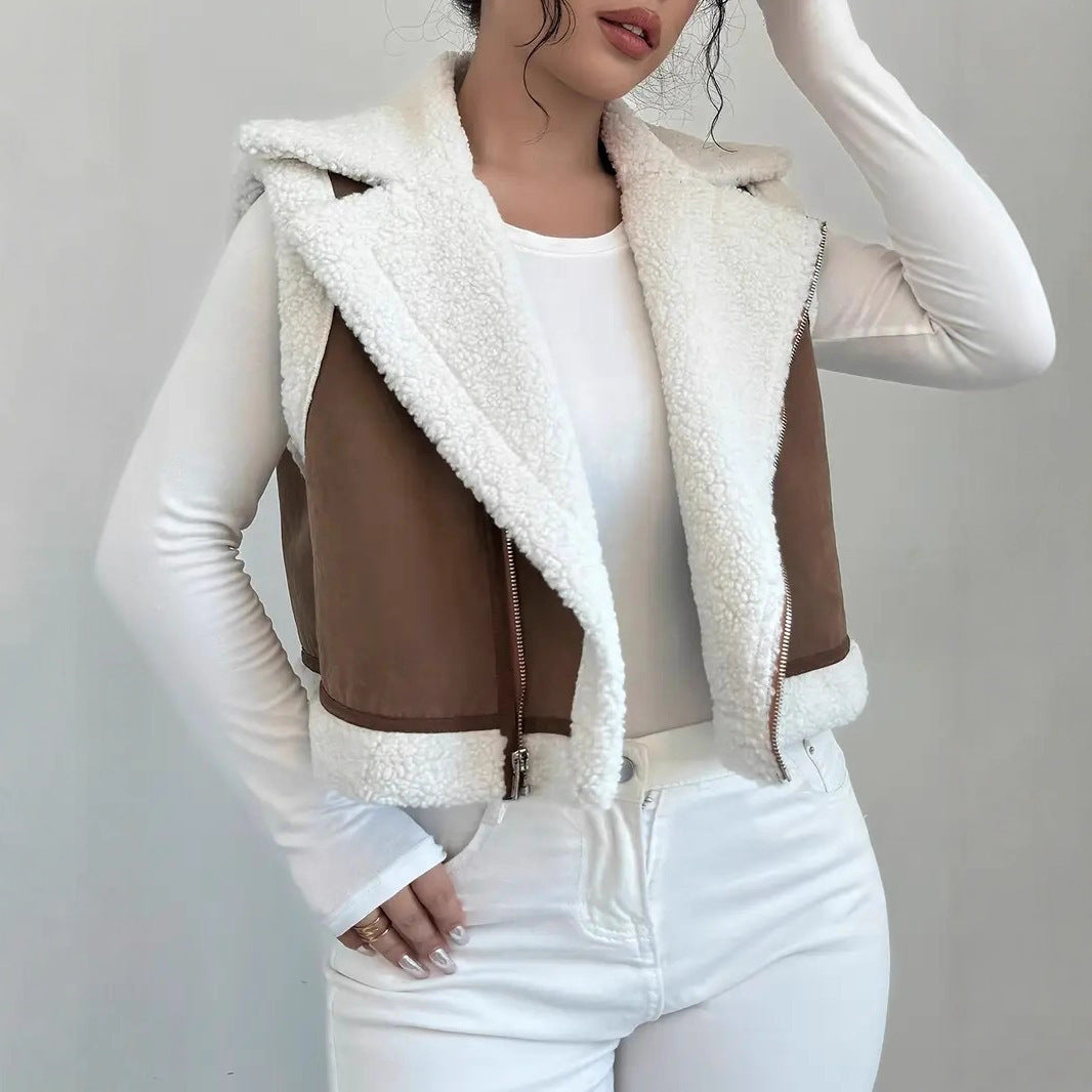 Gilet en laine d'agneau avec fourrure