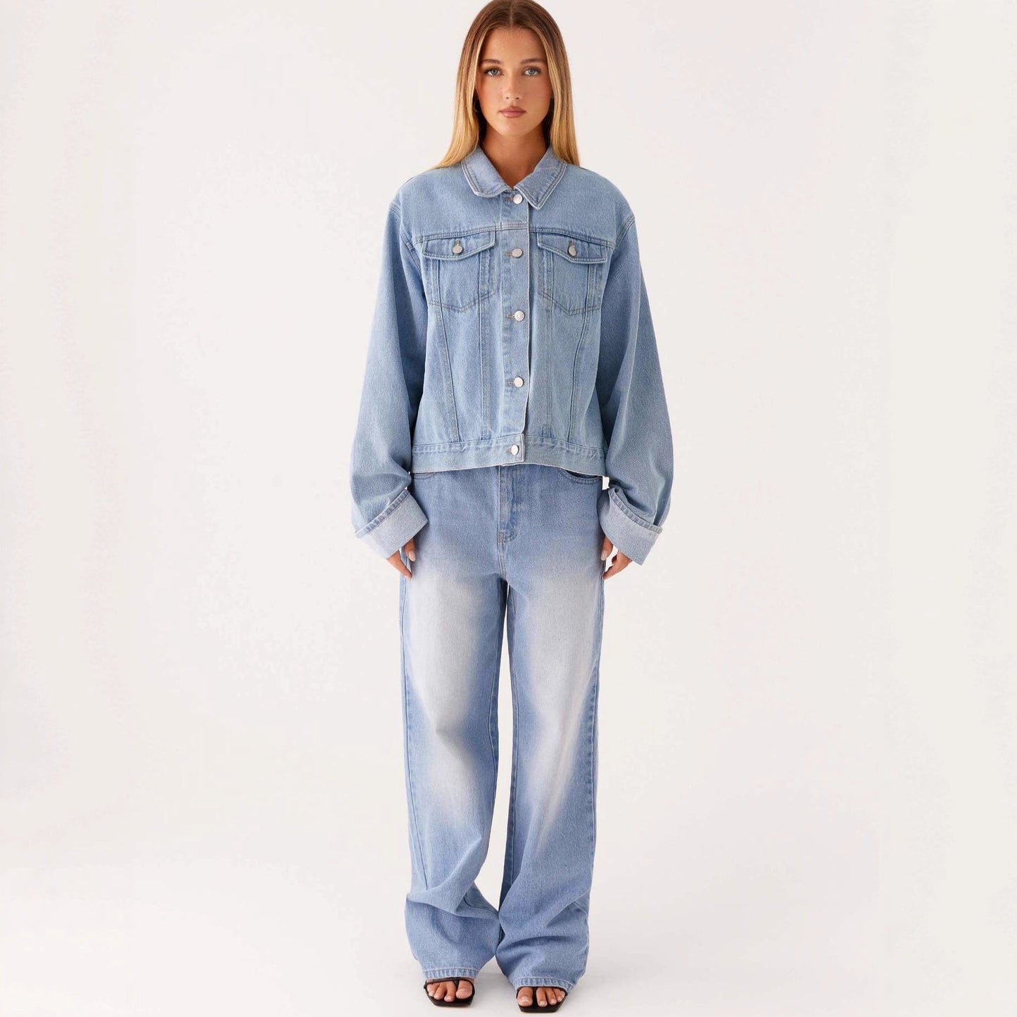 Denara – Veste Denim Casual à Col Revers