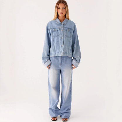 Denara – Veste Denim Casual à Col Revers