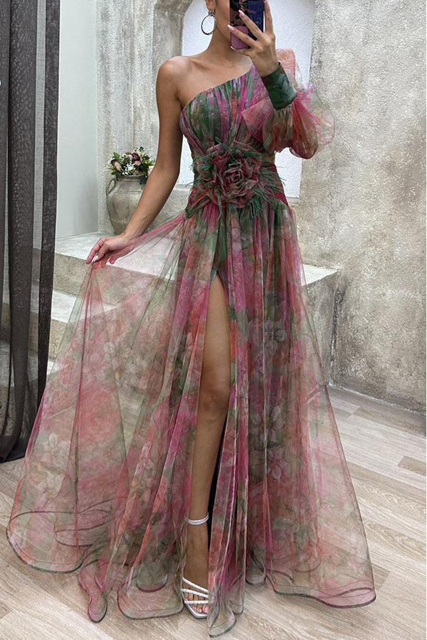 LIVANIA — Robe Longue  Épaules Nues et Fente