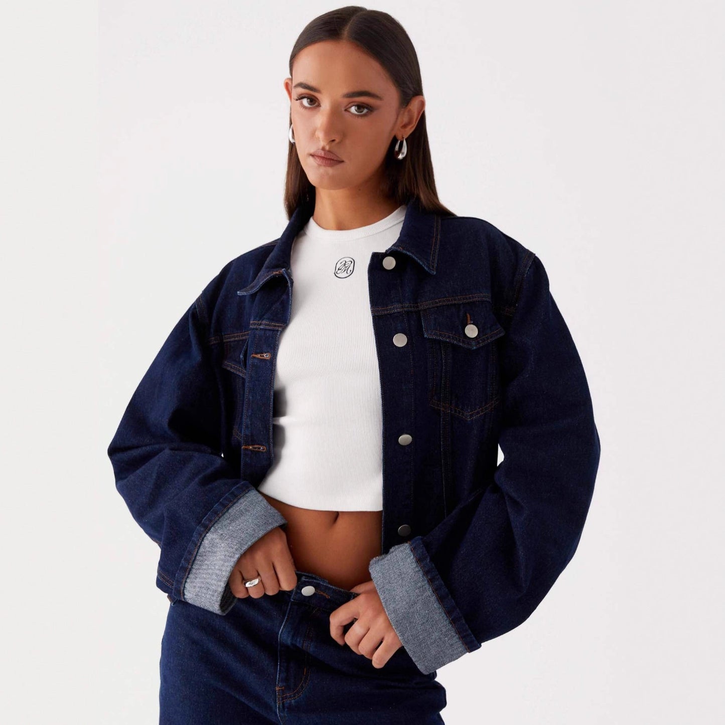 Denara – Veste Denim Casual à Col Revers