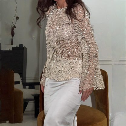 Haut Femme Festif – Sequins Ajourés