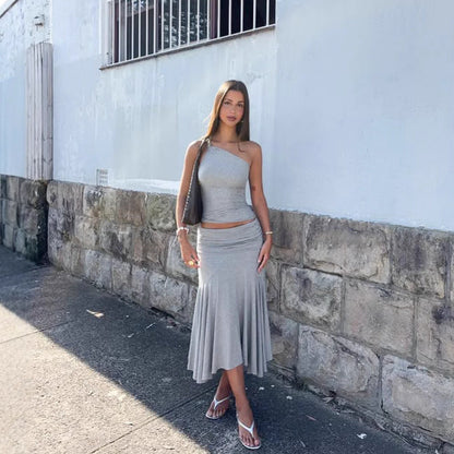 Set Chic Sans Manches – Haut Bretelles + Jupe