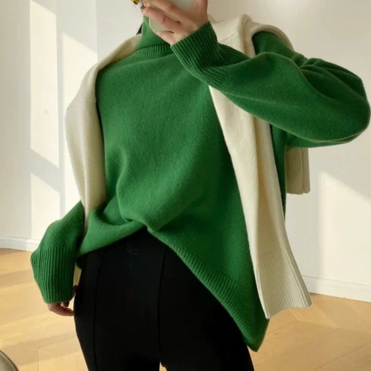 NÉVÉA — Pull Col Roulé Épais en Laine